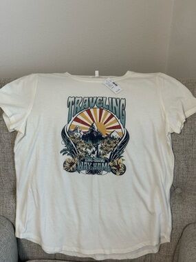 Maurices Cream Graphic Tee with Sunrise Illustration